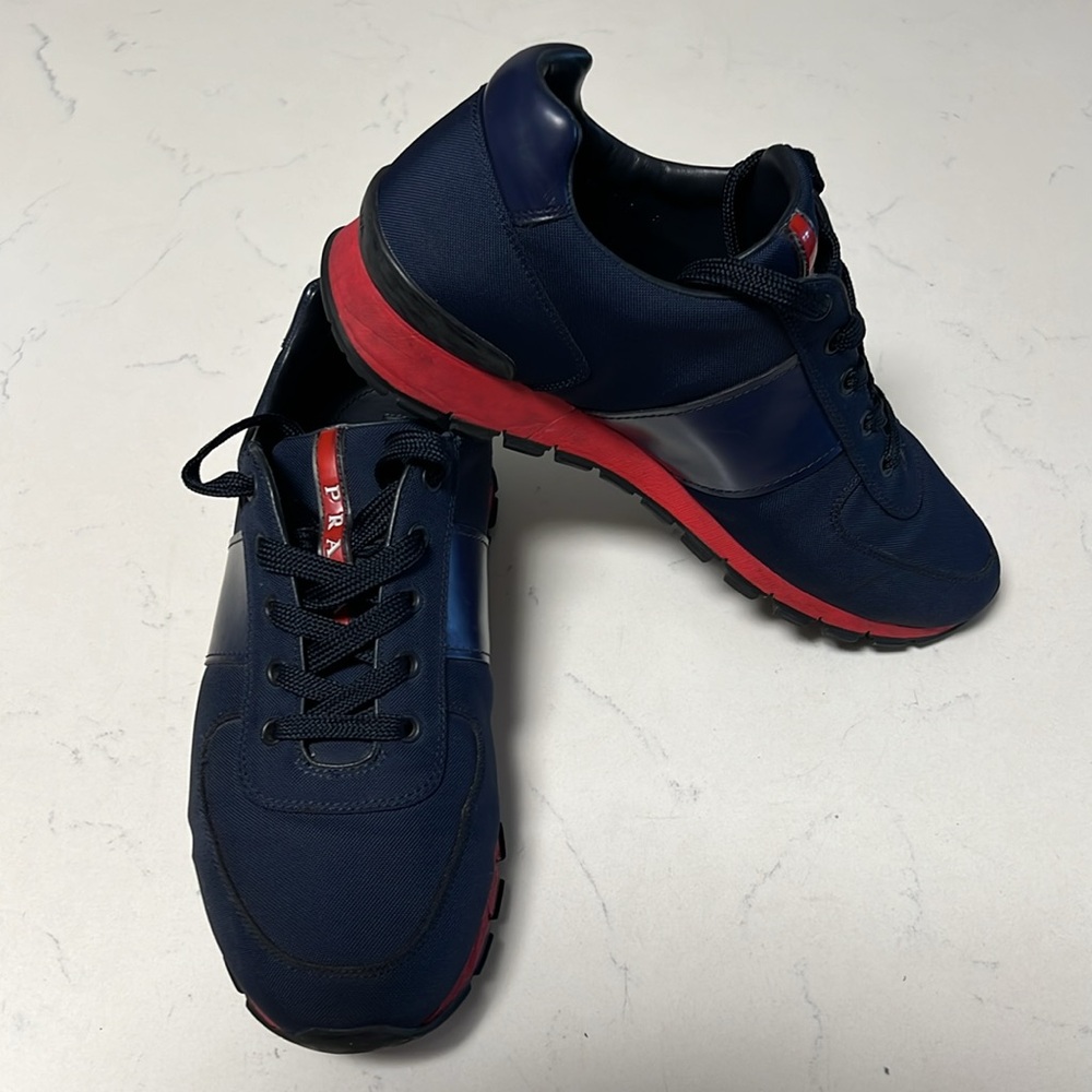 Prada Navy blue sneakers size 9 used no box - Picture 2 of 7
